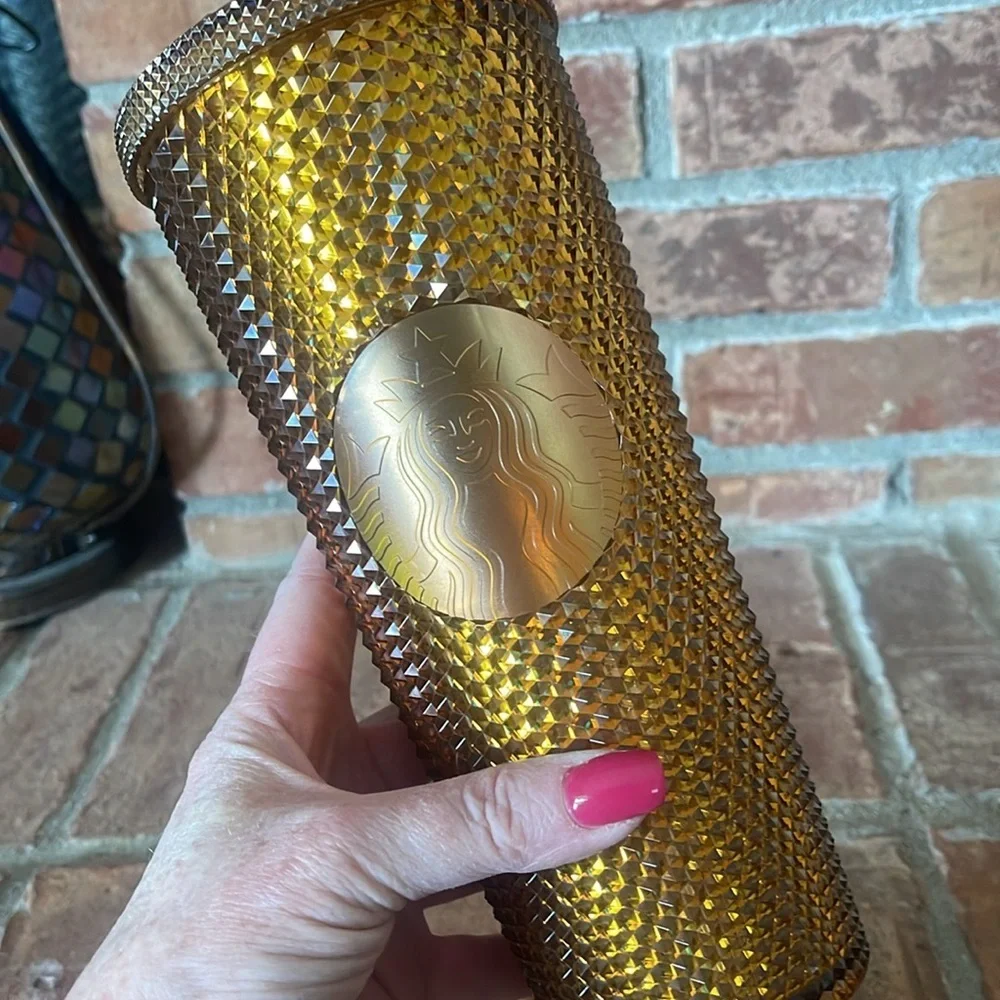 Starbucks Limited Edition 2021 50th Anniversary Honeycomb Gold Studded Cold Cup